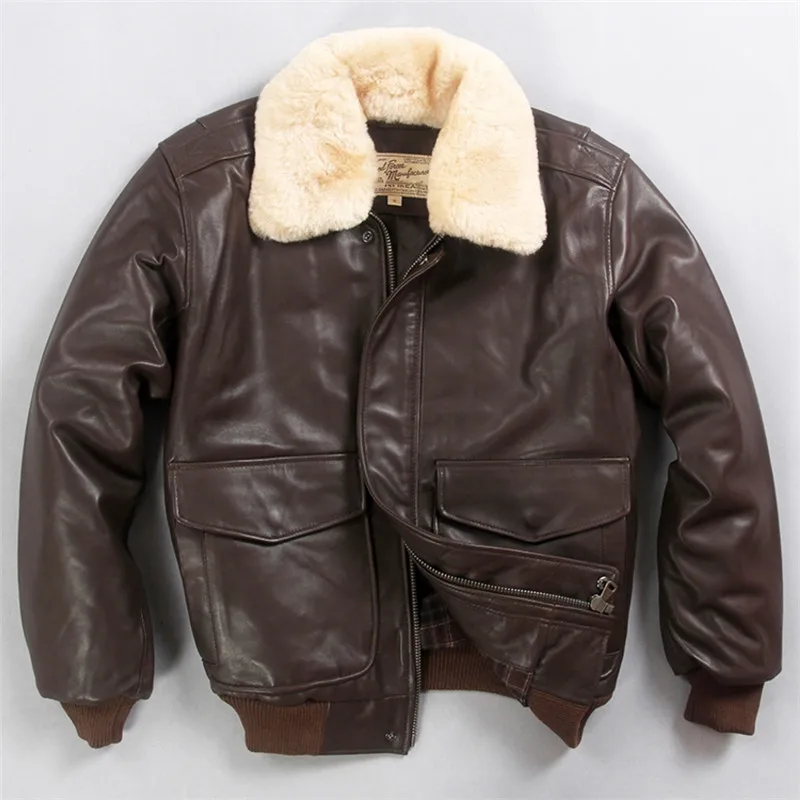 Winter dark brown sheepskin coat Air force flight jacket fur collar genuine leather jacket men pilot bomber Jacket
Winter dark brown sheepskin coat Air force flight jacket fur collar genuine leather jacket men pilot bomber Jacket
