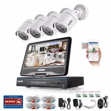 SANNCE 4CH 720P Security Camera System with Build-in 10.1″ LCD Monitor and 1.0MP 1280TVL HD IR Outdoor Surveillance Camera