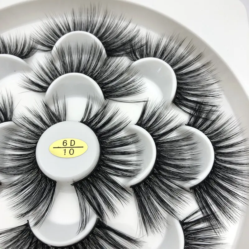 

Buzzme 6D10 6D faux mink eyelashes 25mm lashes dramatic high quality 7 pairs per pack strip false eyelash silk lashes