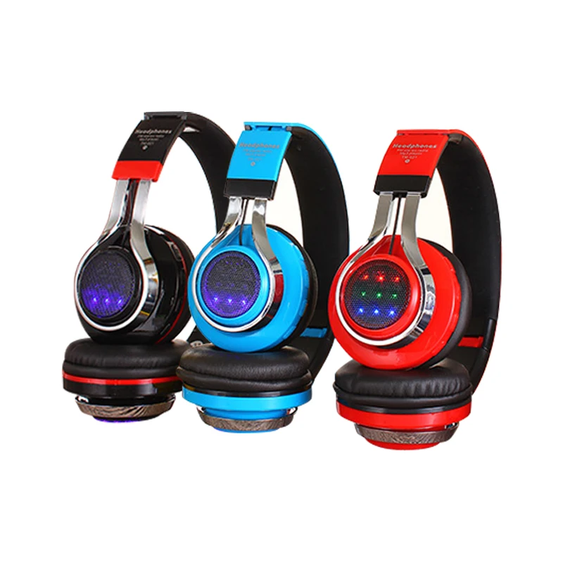 KOOYUTA Glowing Stereo Bluetooth Headset support TF Card FM Radio Foldable LED Wireless Bluetooth Sport Headphone for iPhone X 8