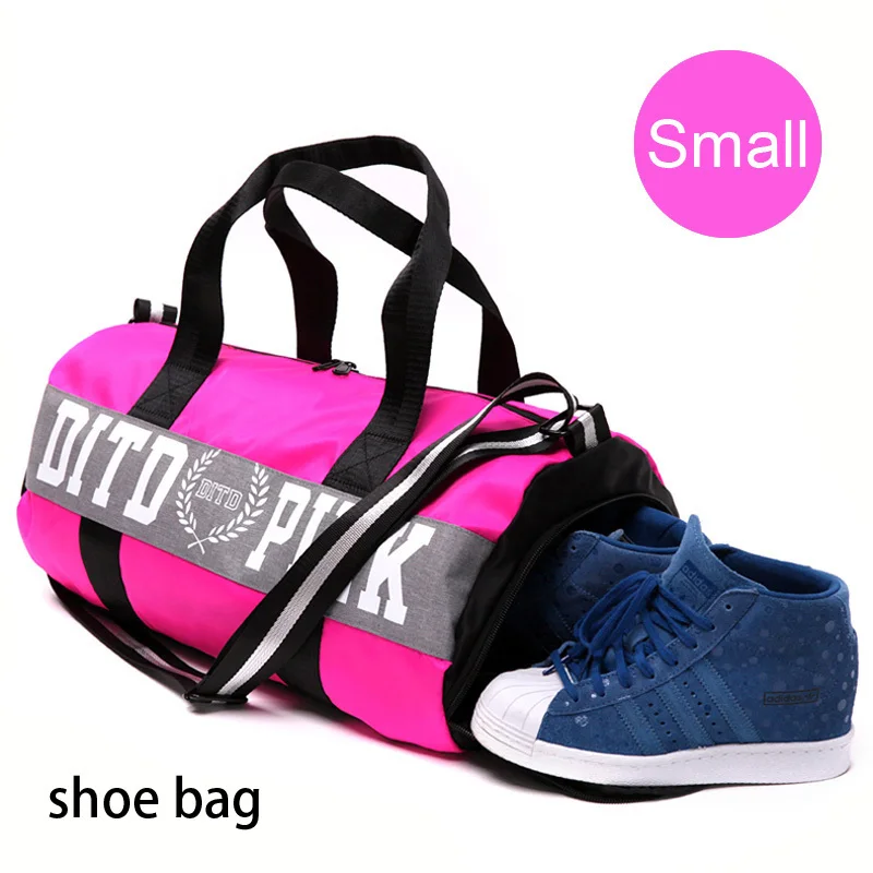 Pink/gray/black Women Men Gym Bag Fitness Shoulder Gird Strip Travel Bag Outdoor Yoga Bag With Shoes Storage Sac De Sport - Цвет: Pink Small