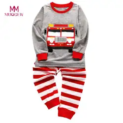 Комплект одежды для детей, хлопковая детская одежда с длинными рукавами, пижамы для маленьких мальчиков и девочек, топы с рисунком и штаны
