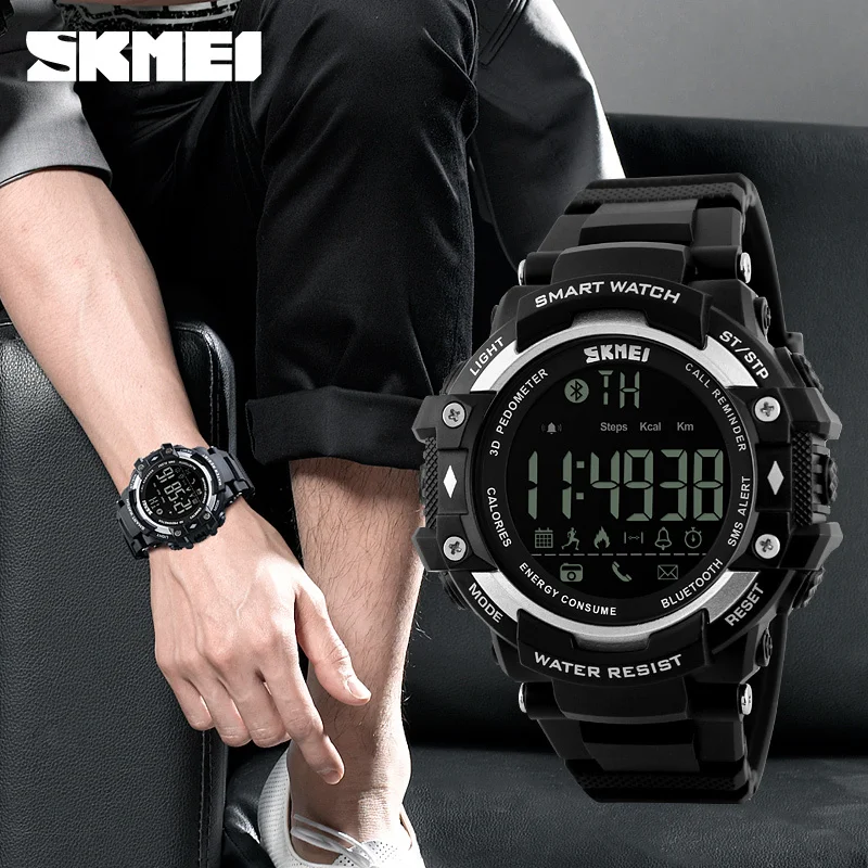 

Bluetoot Smartwatch Men Sports SKMEI Brand Watches Call Reminder Pedometer Calories Watch For Apple IOS Android Back Light Clock