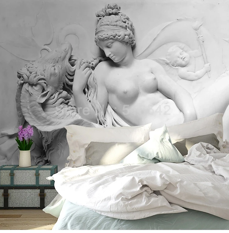 Пользовательские Настенные обои Европейский Стиль 3D стерео статуя красота Ангел фото обои для спальни гостиной диван ТВ фон