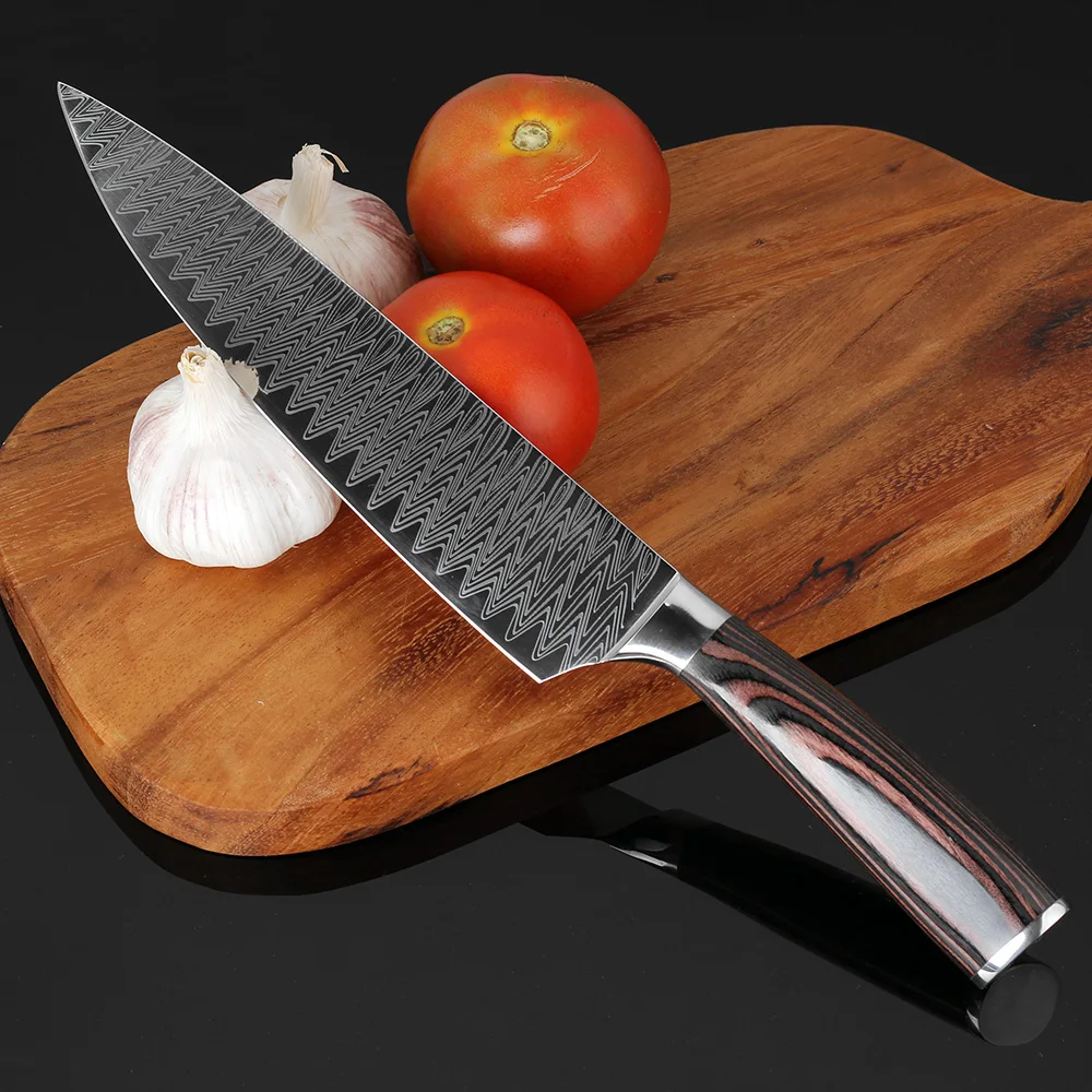 XITUO 8 дюймов нож шеф-повара Профессиональный кухонный нож японский дамасский узор из нержавеющей стали нож для мяса Santoku подарок