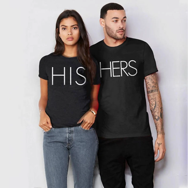 

EnjoytheSpirit Matching Couple Shirts Valentines Day His and Her Wedding Tshirts for Bride and Groom Couple Cotton Tee Shirt