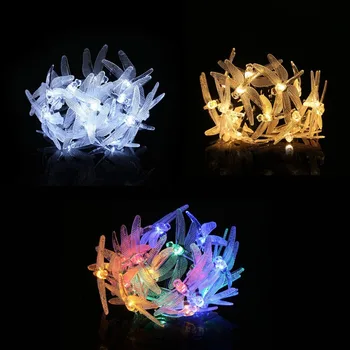 

19.7ft 30 LED Solar Christmas Light 8 Modes Solar Dragonfly Fairy String Light for Outdoor Christmas Music Festival Party Decor