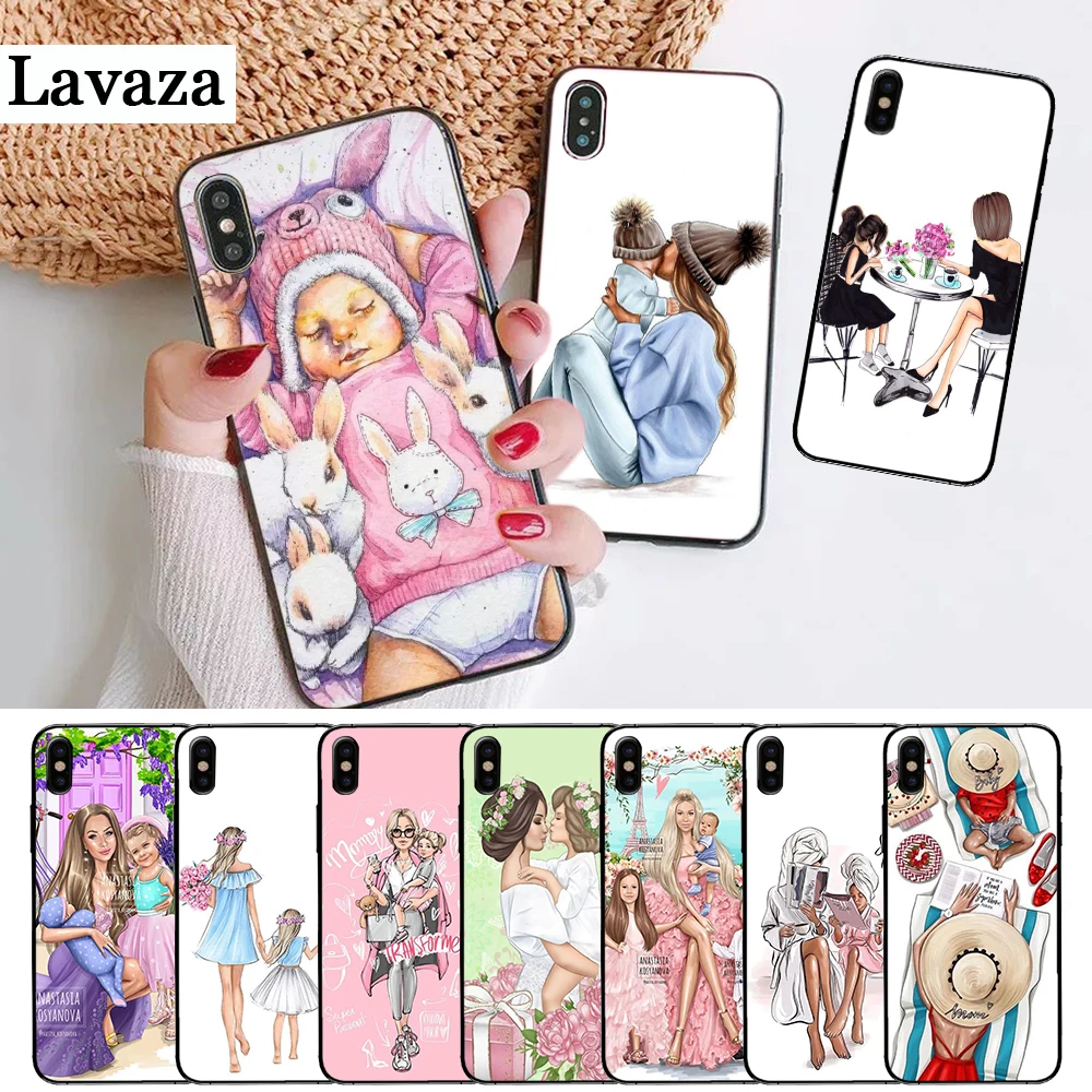 Black Brown Hair Baby Mom Girl Silicone Case for iPhone 5 SE 5S 6 6S Plus 7 8 11 Pro X XS Max XR | Мобильные телефоны и