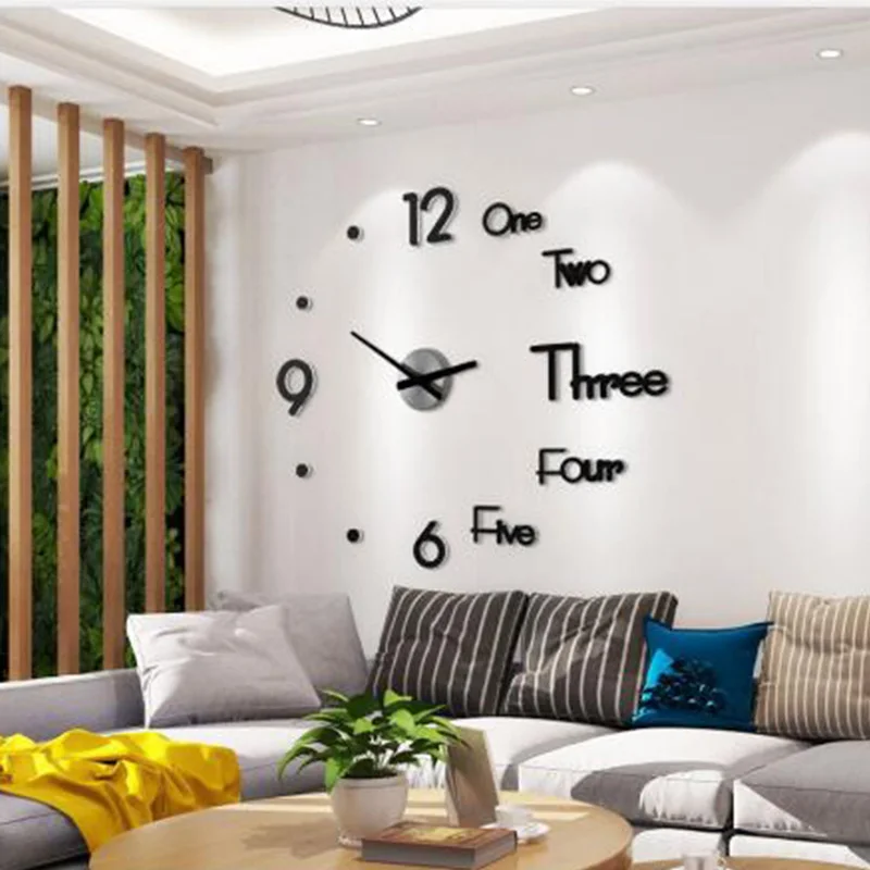 DIY Дети 3D большие кухонные настенные часы Скандинавский современный дизайн большая Наклейка Спальня самоклеющиеся часы домашний Декор Гостиная Nixie