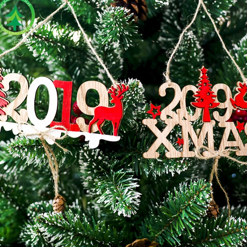 

Christmas New Year Alphabet House Plate Christmas Hollow Decoration Door Hanging Pendant Wooden Hanging Elk Christmas Tree