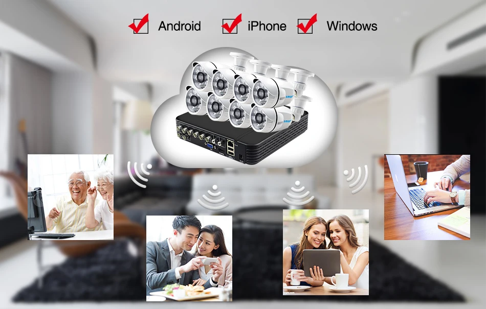 Smar 8CH 1080N AHD DVR Kit 8PCS HD 1.0MP2.0MP Real Time Outdoor Security Cameras Video DVR Kits CCTV Surveillance System (8)