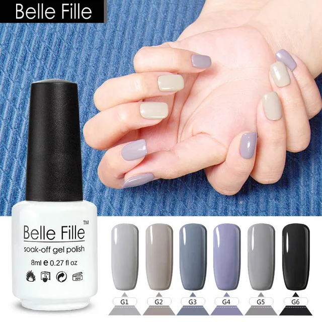 Belle Fille 8ml Grey Series Uv Nail Gel Polish Light Belle Fille 8ml Grey Series Uv Nail Gel Polish Light Color Led