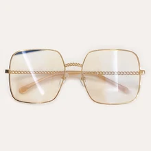 Высококачественная квадратная рамка для очков Солнцезащитные очки из сплава Oculos De Sol Feminino винтажные оправы для очков с цепочкой