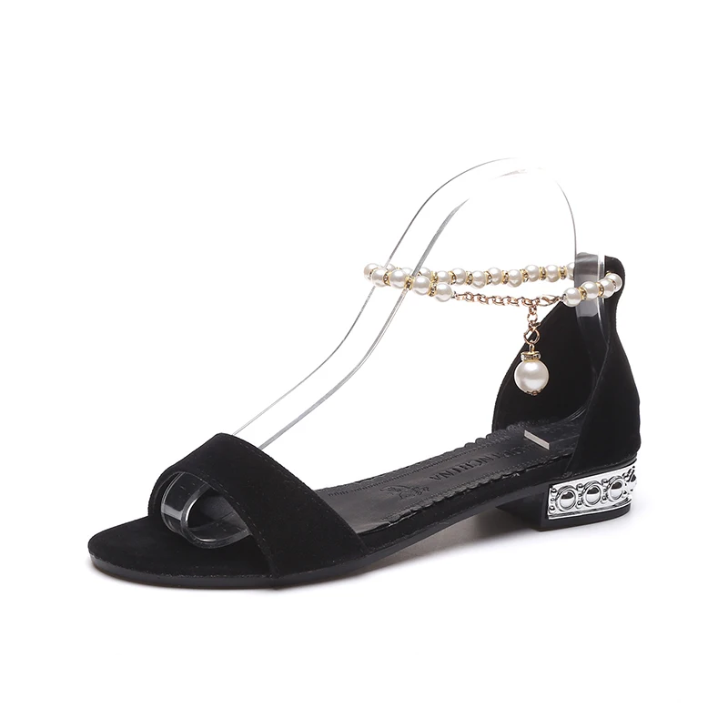 

footwear casual Women Sandals Summer 2019 Fashion Pearl Rhinestone Female Shoes Women Shoes Woman Sandalis Buckle Ladies Slip-on