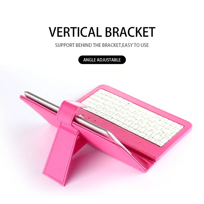 

Portable Keyboard for Phone PU Leather Micro USB Wired Keyboard Case Protective with Phone Clip Case for Samsung Huawei