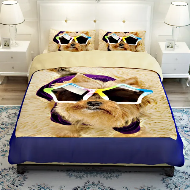 hot sale 3d lovely dog pet design twin queen bedding bed sheet set queen sheet sets sale