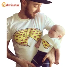 Babyinstar/Новинка 2017 года папы одежда для малышей Летняя Изделие из хлопка с короткими рукавами футболка верхняя одежда Модные одинаковые комплекты для семьи
