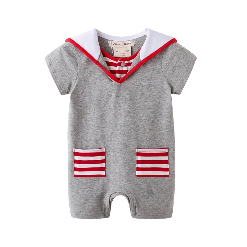 

New bebe clothes Sailor Collar Summer romper for baby new born bebe clothing boys