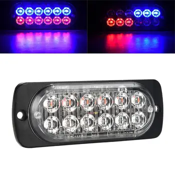 

Red/Blue 12 LED Car Strobe Light Emergency Police Warning Lamp 19-Flash Model