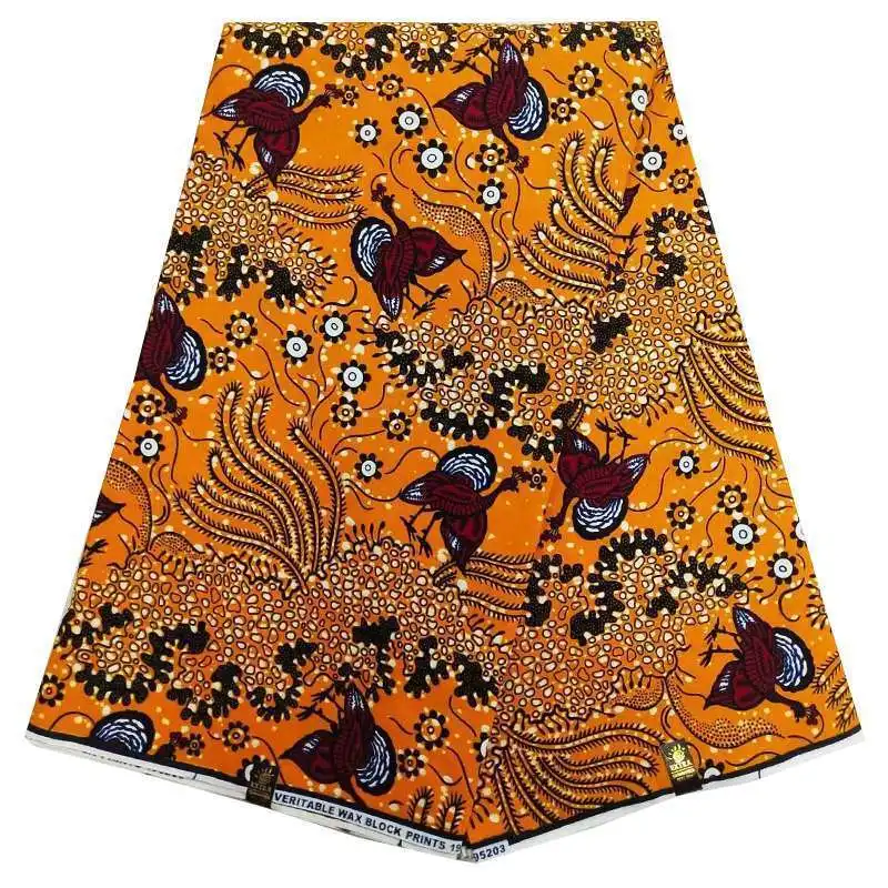 Нигерийская Гана дизайн хлопок настоящий настоящая восковая ткань tissu высокого качества африканская восковая печатная Ткань 6 ярдов/лот