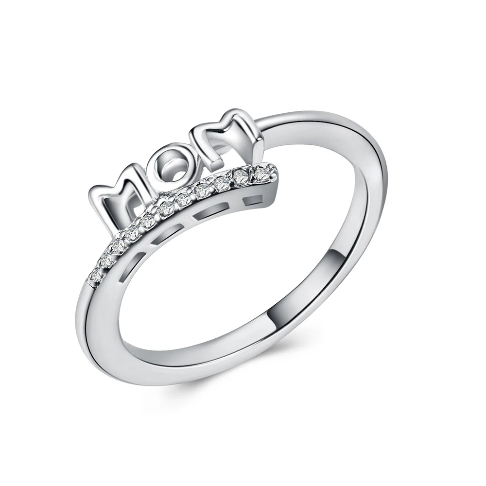 

1PC Silver Color Ring Jewelry Print Letter MOM Ring Heart Mother's Day Gift Fashion Jewelry Trendy Elegant Ladies Party 2019 New
