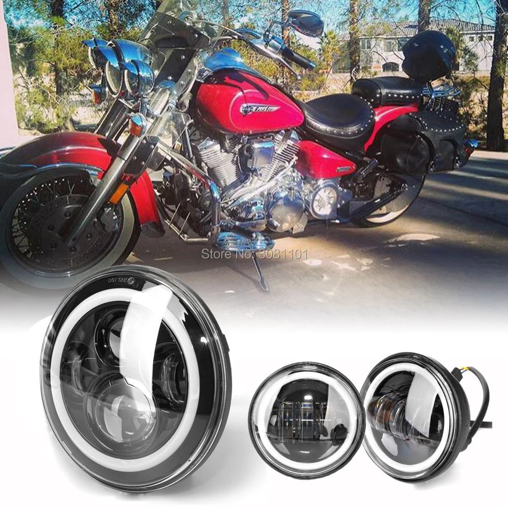 "Новый тип 12V 4.5""светодиодные Противотуманные фары с ДХО для Harley+7""фары Привет/Lo луч H4 адаптер Ангел глаз для 1995-2014 Харли-Роуд Король " "Новый тип 12V 4.5""светодиодные Противотуманные фары с ДХО для Harley+7""фары Привет/Lo луч H4 адаптер Ангел глаз для 1995-2014 Харли-Роуд Король "