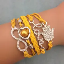 1 шт. бесконечность, ладони и anghor браслет. металл очарование, воск шнур, кожаный браслет 3385