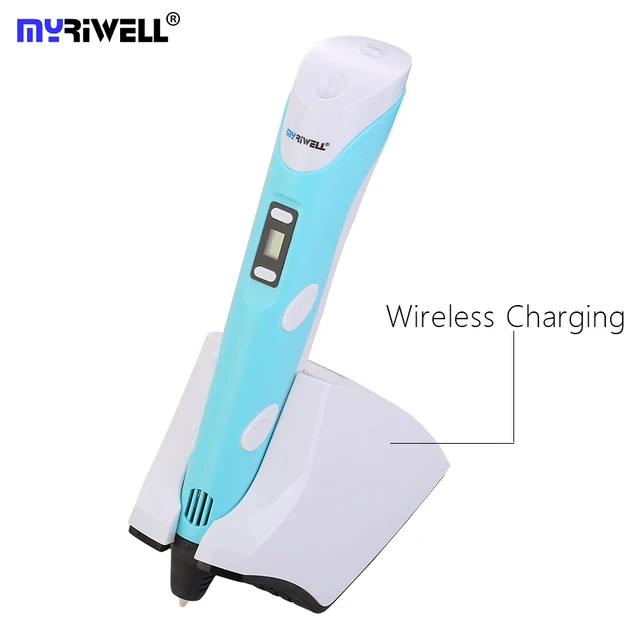 Cheap Myriwell 2018 New 3D Printing Pen 3.7V 1500mAh Wireless Charging Kids 3D Drawing Pen With Free 30m PCL Filaments