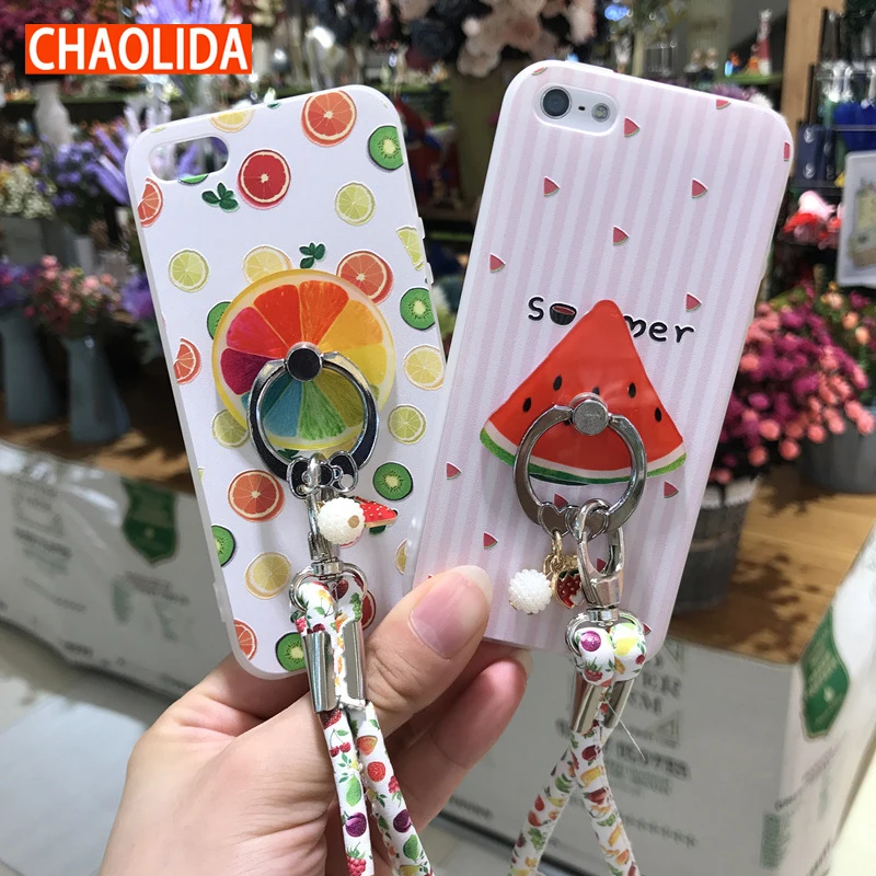 

CHAOLIDA Cute Fruit Cell Phone Case Covers for Iphone 6 6s 6Plus 6sPlus 7 7Plus Fancy Women Mobile Accessories with Strap