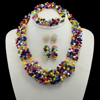 

Multicolor Hot Style Colorful Nigerian Wedding African Beads Jewelry Set Crystal Nigerian Wedding African Beads