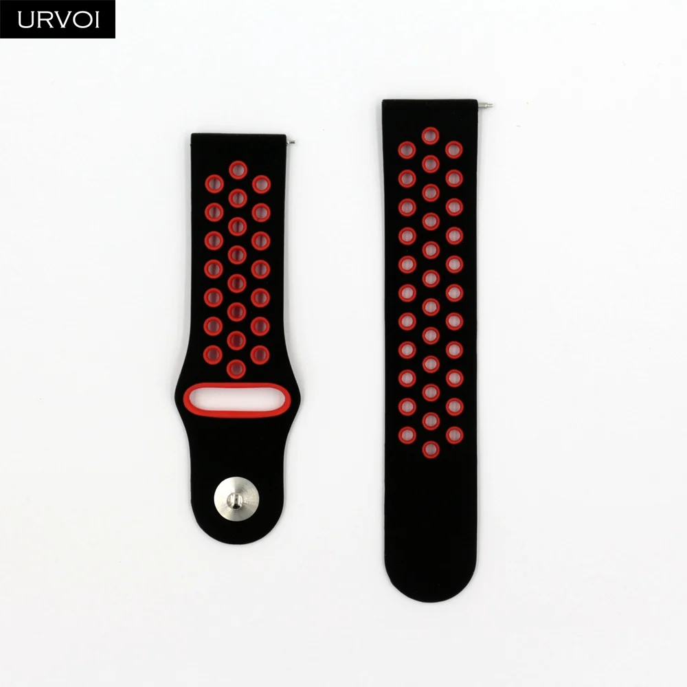 URVOI для Galaxy Watch Active/42/46 мм gear sport Силиконовый ремешок быстроразъемные контакты мягкий сменный 22 мм/20 мм - Цвет ремешка: Black Red