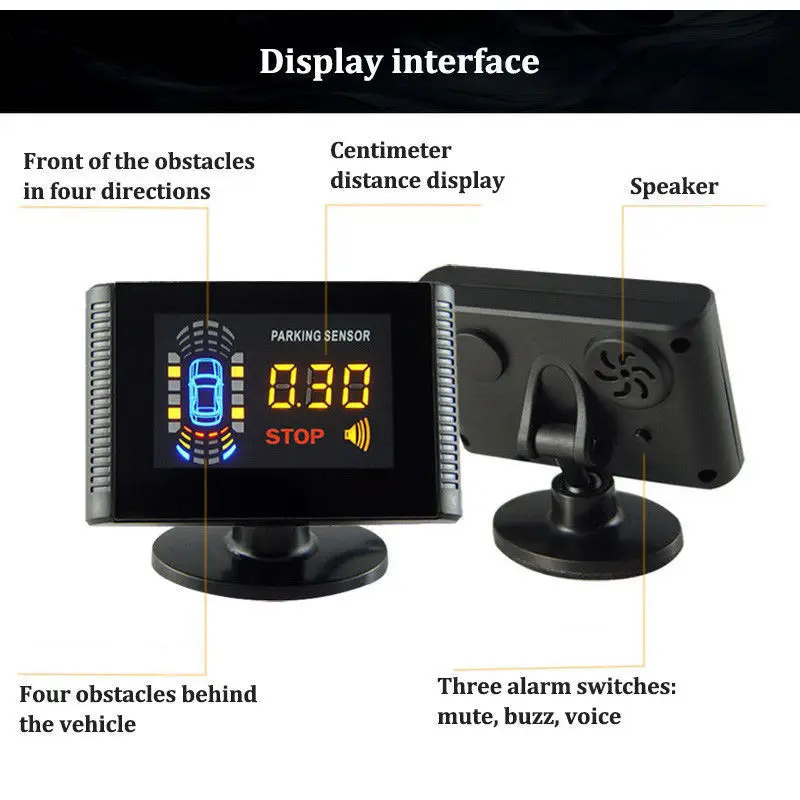 Car Parking Sensor 8 Sensors Auto Radar Detector Reversing Front Back Car Parking Radar Monitor System with LCD Display