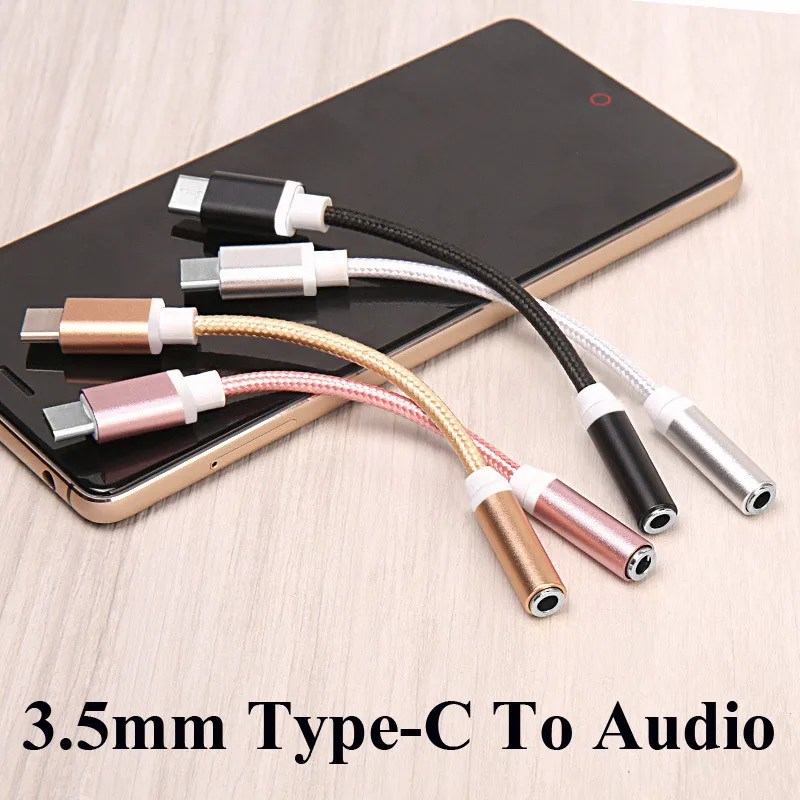 

Type-C to 3.5mm Earphone AUX Audio cable Adapter Type C to 3.5 Headphone Converter for Xiaomi 8 6 Letv 2 Pro 2 Max2 For Huawei