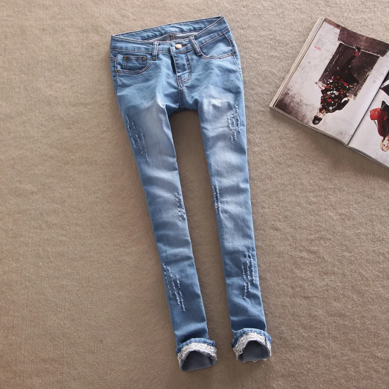 Новое поступление 2018 Весна с низкой талией узкие джинсы женские прямые тонкие узкие джинсы брюки длинные брюки wj2314