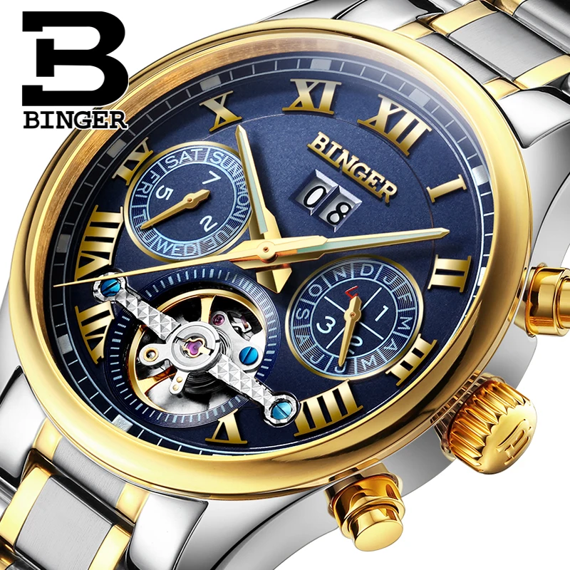 Svizzera BINGER vigilanza degli uomini di lusso di marca Tourbillon zaffiro  luminoso funzioni multiple Orologi Da Polso Meccanici B8602 7|wristwatch  brand|wristwatch mechanismwristwatch mens - AliExpress