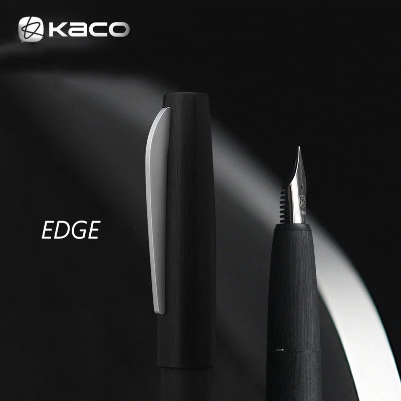 Andstal KACO EDGE черная Роскошная авторучка с 2 шт. чернильные чернила для картриджей ручка Schmidt EF/F/M Nib с подарочной коробкой для офиса школы