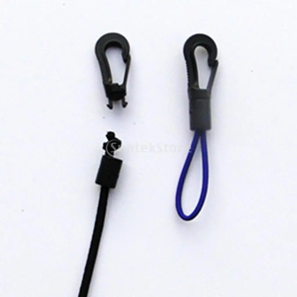 5mm 10m Black Round Stretch Bungee Rope Shock Cord Tie Down & 20pc Elastic Cord Hooks Ends for Roof Racks Boats Trailers
