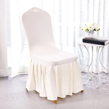 

New Style 1 Pcs Solid Color Universal Spandex Fold Edge Chair Cover for Wedding Decoration Party Dining Garden Chair Cover Gift