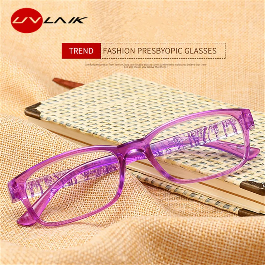 UVLAIK Anti blue Reading Glasses Hyperopia Men Women Presbyopic Reading Eyeglasses Prescription+1.0+4.0