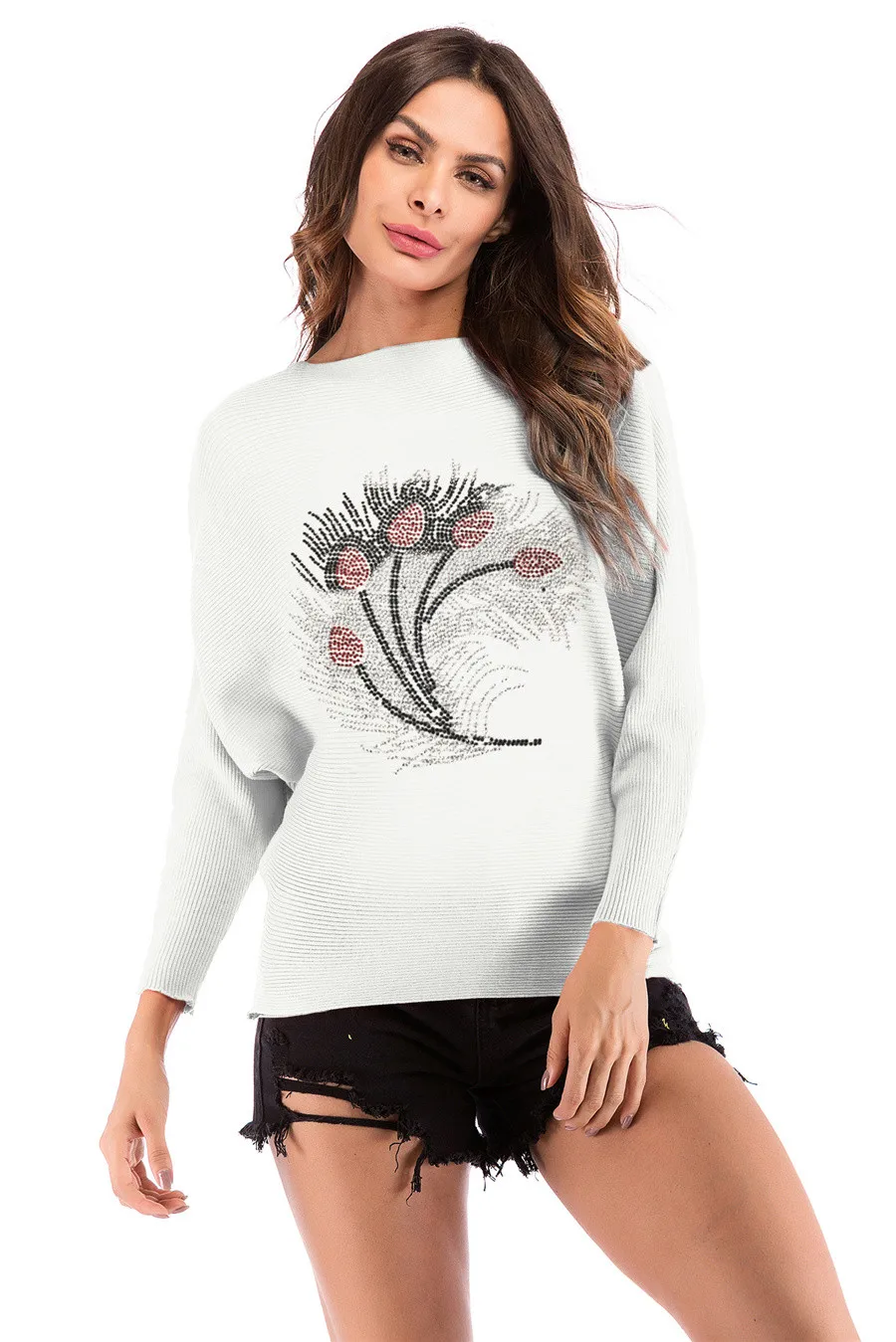Gladiolus 2018 Autumn Winter Sweater Women Long Sleeve Rhinestone Pattern Slim Knitted Christmas Sweater Women Jumpers Pullover (30)