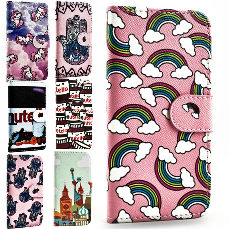 

OWNEST Kinds of Styles Flip Wallet Magnetic Leather Case TPU print painting Painted Pattern Cover For iphone 7 6 6S 5 5S SE