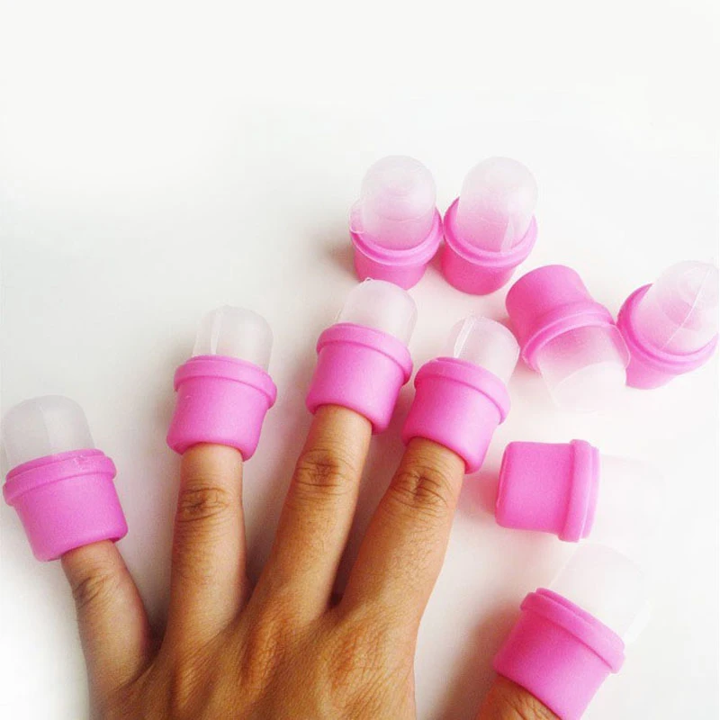 10Pcs/Set Wearable Acrylic Nail Polish Removers Soak Soakers Cap Art UV