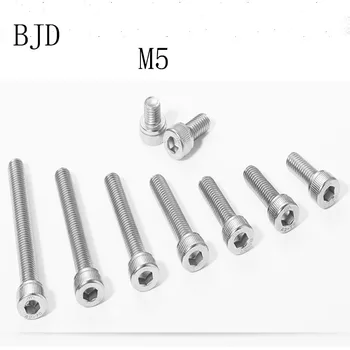 

304 DIN912 stainless steel screw Inner six angle stainless steel bolt M5*6 8 10 12-100 Free Shipping