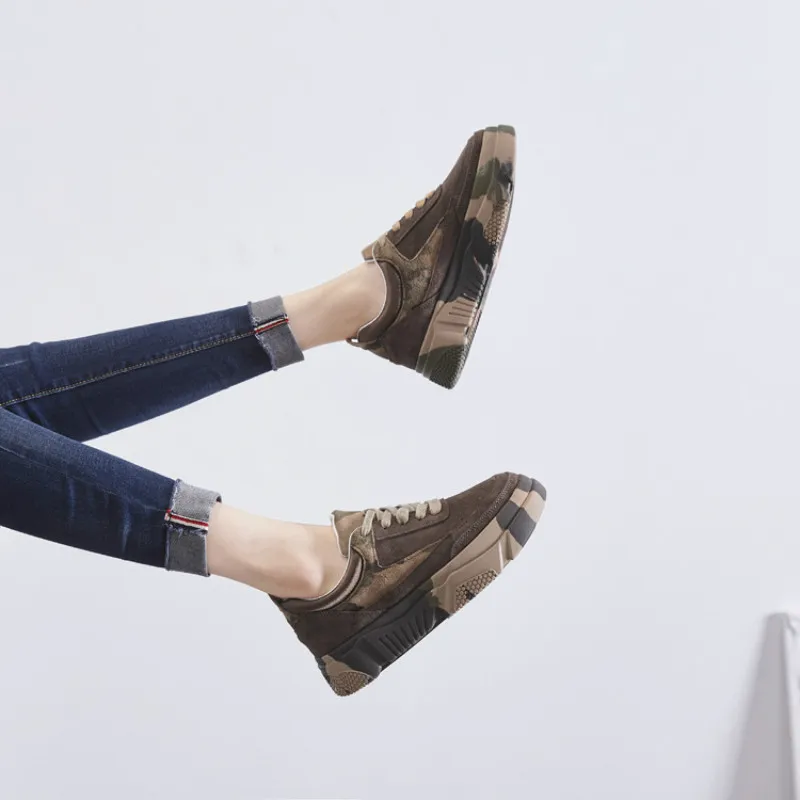 JINBEILEE Camouflage Port Wind Skateboard Shoes Women's Thick-soled Matte Leather Sports and Leisure Wild Casual Shoes JINBEILEE Camouflage Port Wind Skateboard Shoes Women's Thick-soled Matte Leather Sports and Leisure Wild Casual Shoes