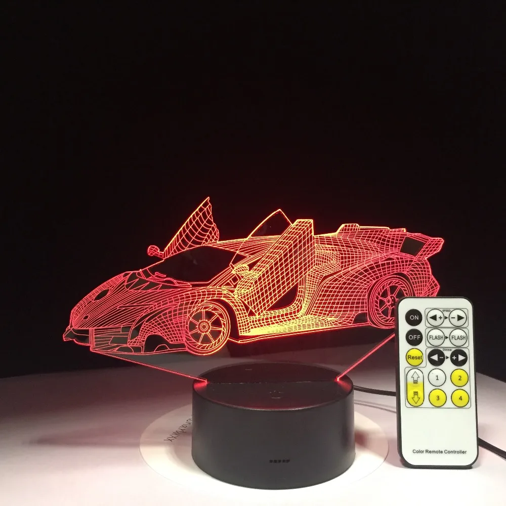 3D ночник для спортивного автомобиля цветной сенсорный светодиодный