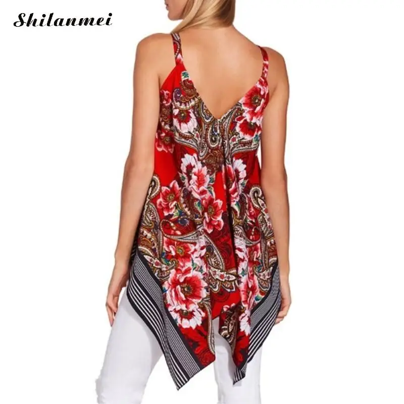Новые модные женские туфли Boho богемные Топы Повседневная Свободный жилет без рукавов Повседневные Для женщин топы Туника нерегулярные Для женщин T рубашка, майка, топы