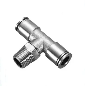 

tube size 1/4-1/4 NPT thread camozzi metal push in fittings male straight branch tee