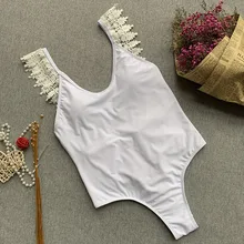 Белый кружевной цельный купальник Женская одежда для плавания сексуальный Высокий монокини с вырезом стринги закрытый купальник пляжный купальный костюм одежда для плавания XL