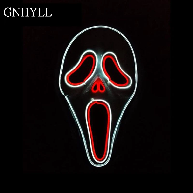 

GNHYLL NEW FASHION Glowing EL Wire SAW Masquerade Mask Fashion Costume LED Flashing Light Luminous Party Mask