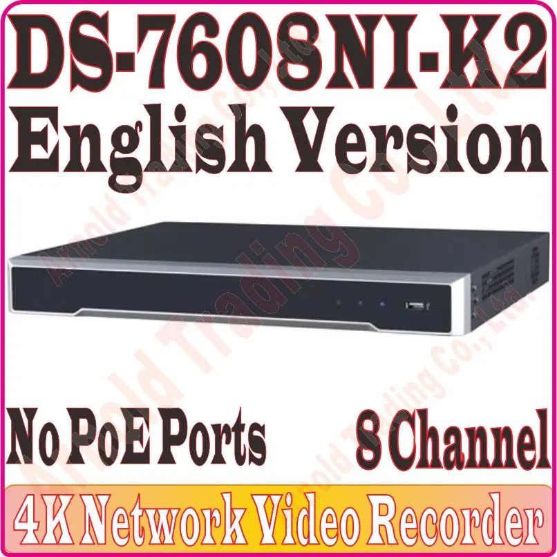 Английская версия DS-7608NI-K2 8CH 4 к NVR два SATA встроенный Plug& Play 4 к NVR без POE H.265/H.264/MPEG4 1-ch HDMI, 1-ch VGA, =